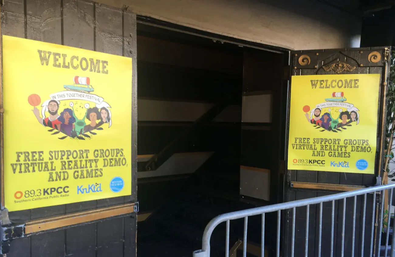 Avalon Theatre entrance with Together Festival welcome posters